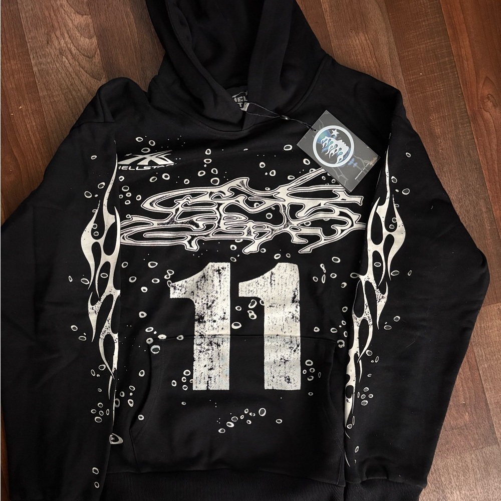 Black and White Graphic Sweatshirt with Tribal Design